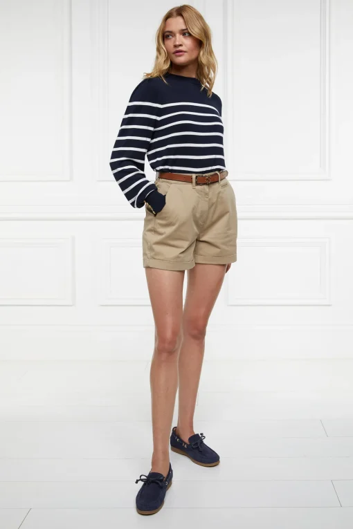 Kelsie Crew Neck Knit (Ink Navy Stripe)