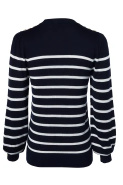 Kelsie Crew Neck Knit (Ink Navy Stripe)