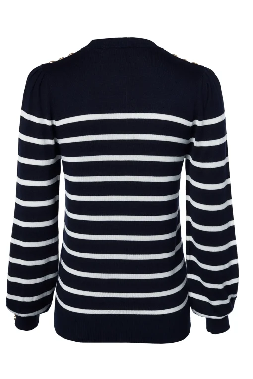 Kelsie Crew Neck Knit (Ink Navy Stripe)