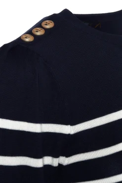 Kelsie Crew Neck Knit (Ink Navy Stripe)