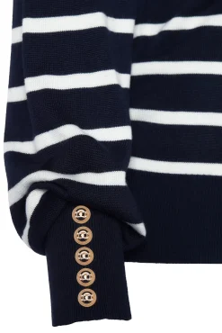 Kelsie Crew Neck Knit (Ink Navy Stripe)
