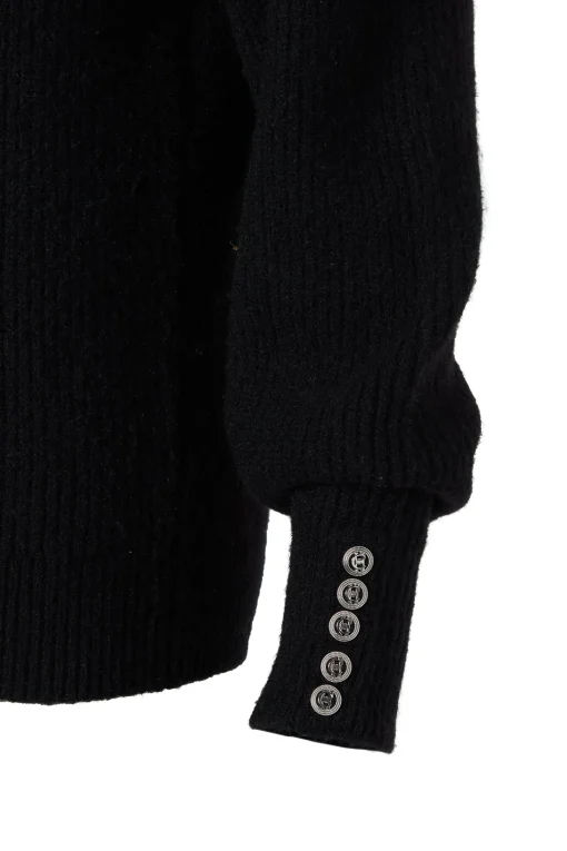 Kelsie Rib Embellished Roll Neck (Black)