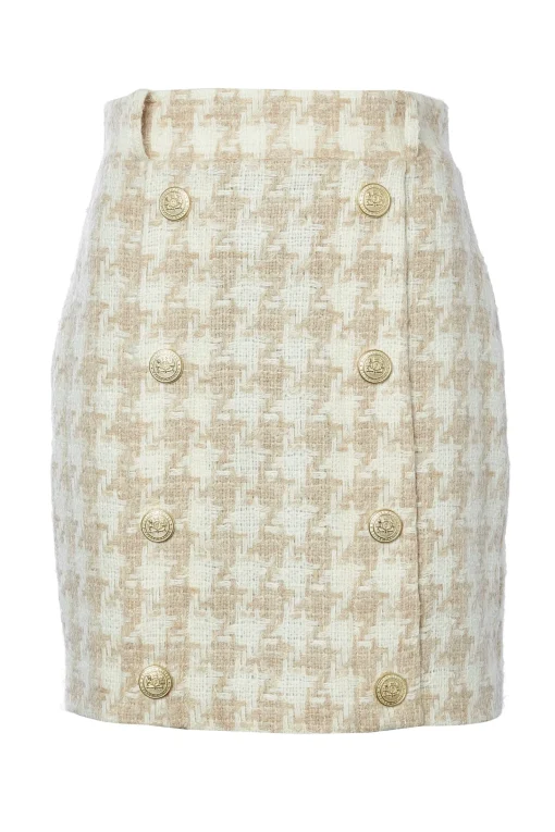 Knightsbridge Skirt (Camel Houndstooth)