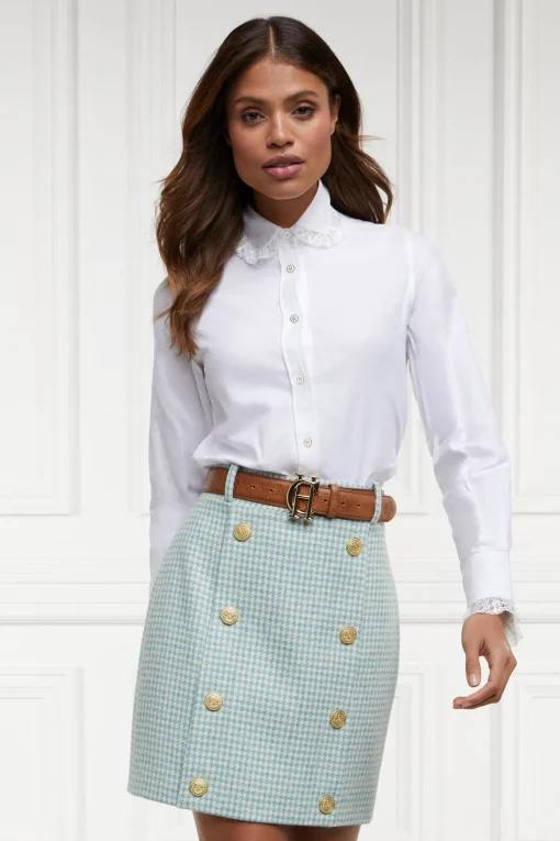 Knightsbridge Skirt (Teal Houndstooth)
