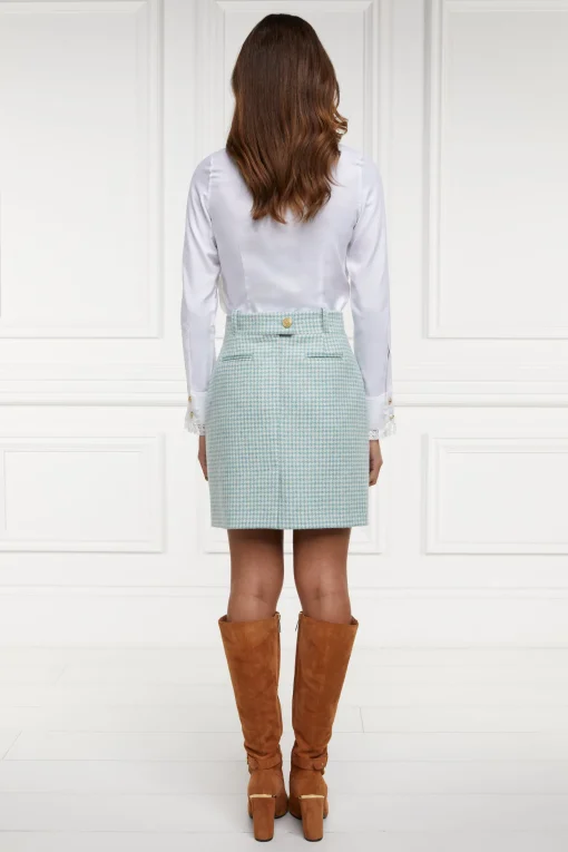 Knightsbridge Skirt (Teal Houndstooth)