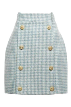 Knightsbridge Skirt (Teal Houndstooth)