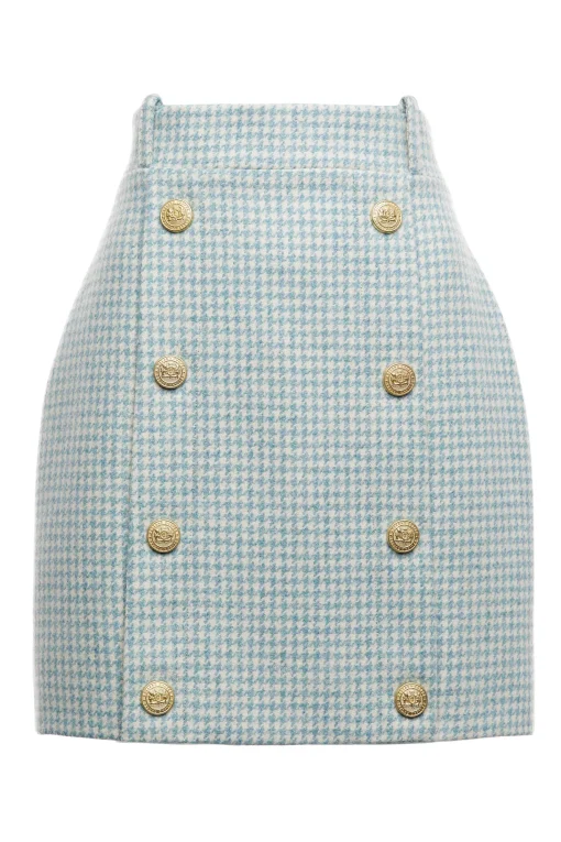 Knightsbridge Skirt (Teal Houndstooth)