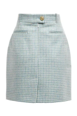 Knightsbridge Skirt (Teal Houndstooth)