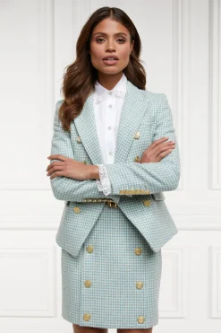 Knightsbridge Skirt (Teal Houndstooth)