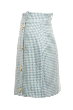 Knightsbridge Skirt (Teal Houndstooth)