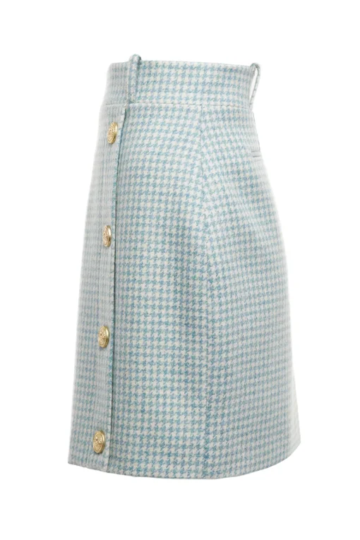 Knightsbridge Skirt (Teal Houndstooth)