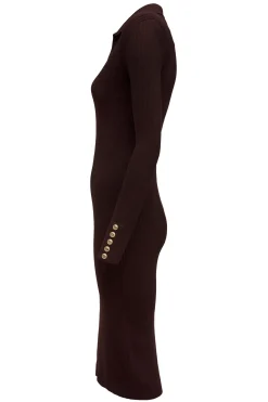 Knitted Shirt Dress (Chocolate)