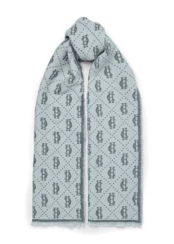Lightweight Monogram Scarf (Grey Marl Cream)