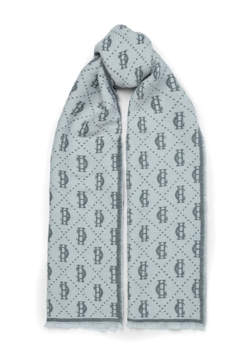 Lightweight Monogram Scarf (Grey Marl Cream)