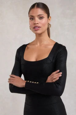 Lottie Bandage Dress (Black Foil)