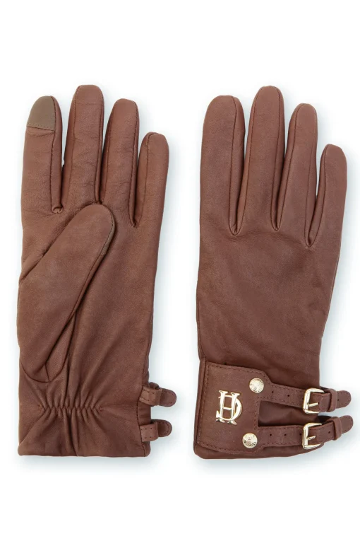 Monogram Leather Gloves (Tan)