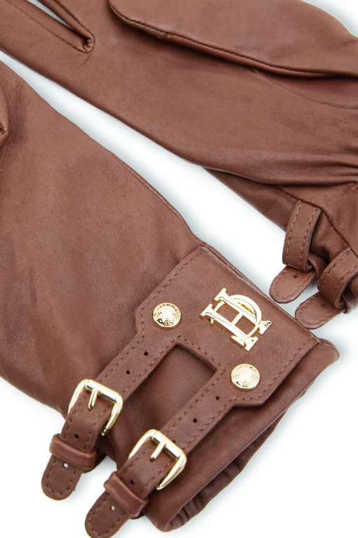 Monogram Leather Gloves (Tan)