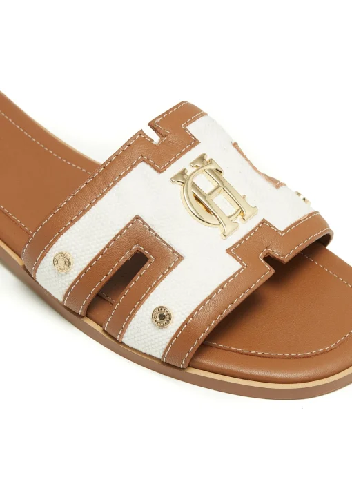 Monogram Slides (Tan Canvas)