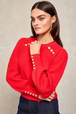 Naomi Crew Neck Knit (Hot Coral)