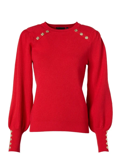 Naomi Crew Neck Knit (Hot Coral)