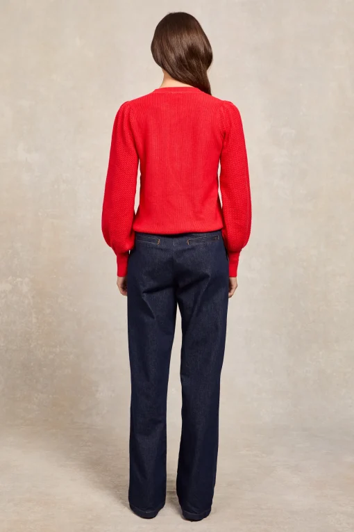 Naomi Crew Neck Knit (Hot Coral)