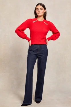 Naomi Crew Neck Knit (Hot Coral)