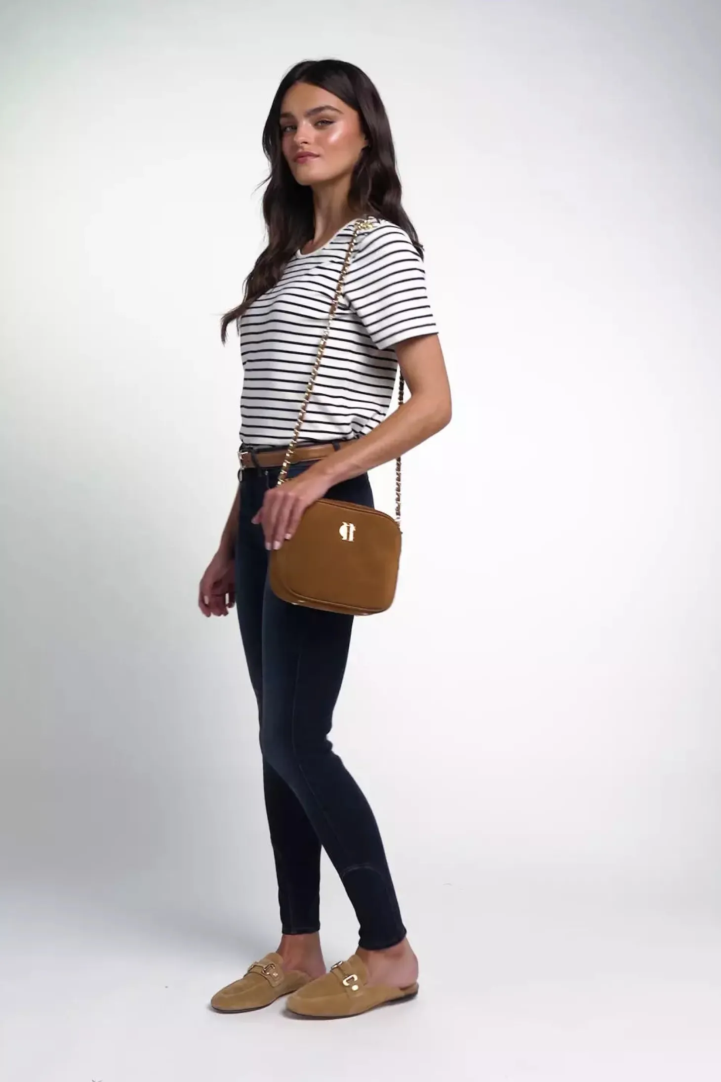 Padstow Crew Neck Tee (Natural Ink Navy Stripe)