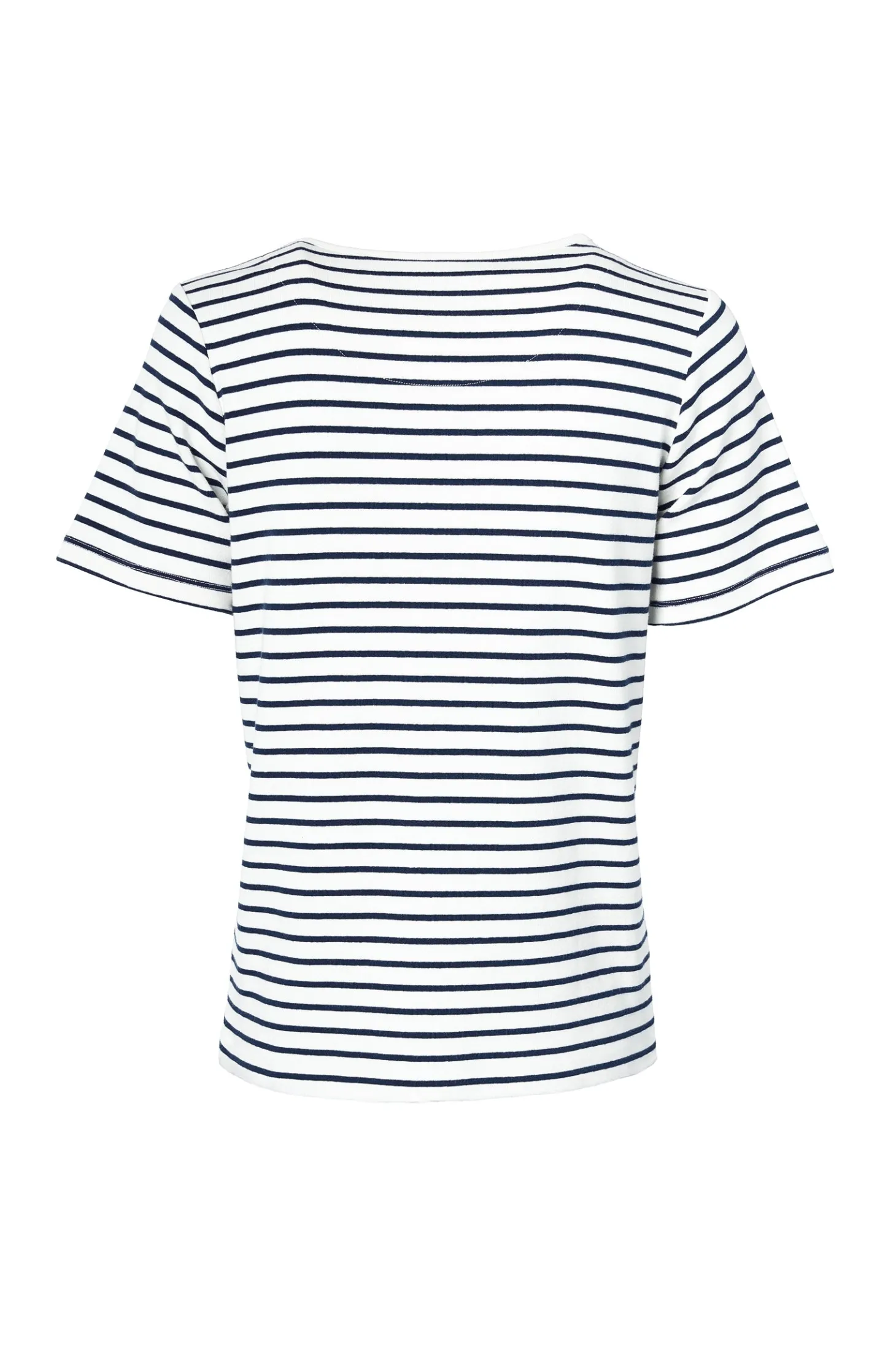 Padstow Crew Neck Tee (Natural Ink Navy Stripe)