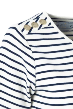 Padstow Crew Neck Tee (Natural Ink Navy Stripe)