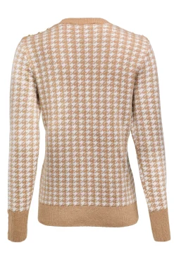 Panel Crew Neck Knit (Camel Houndstooth)