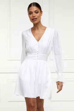 Phoebe V-Neck Mini Dress (White)