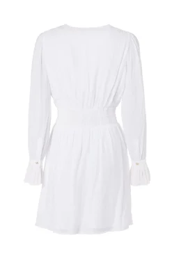 Phoebe V-Neck Mini Dress (White)