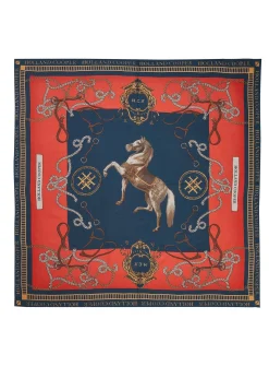 Regal Horse Silk Scarf (Ink Navy Neroli)