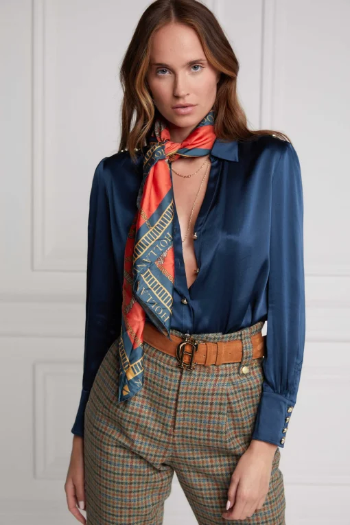 Regal Horse Silk Scarf (Ink Navy Neroli)
