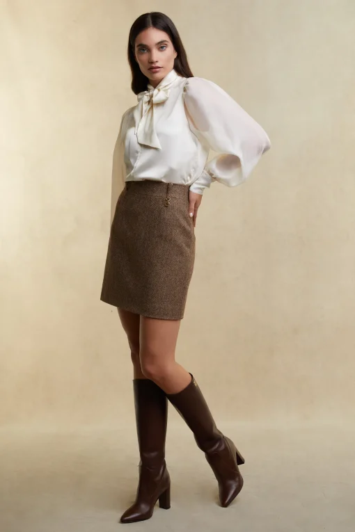 Regency Skirt (Large Scale Brown Herringbone)