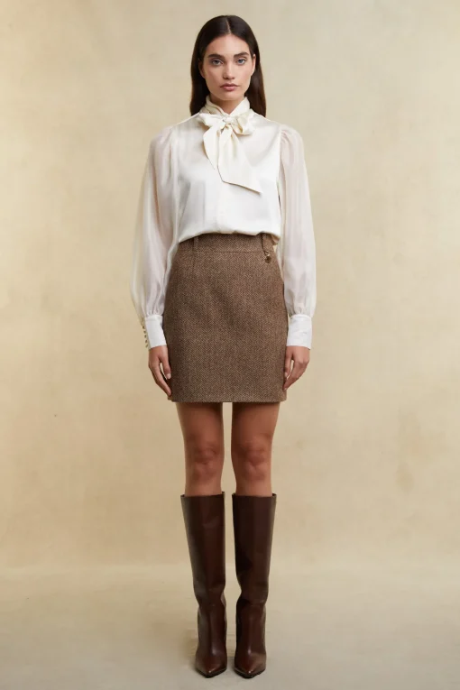 Regency Skirt (Large Scale Brown Herringbone)