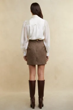 Regency Skirt (Large Scale Brown Herringbone)