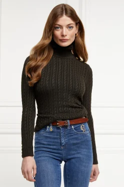 Seattle Roll Neck Cable Knit (Fern Green)