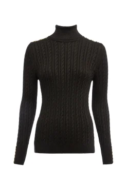 Seattle Roll Neck Cable Knit (Fern Green)