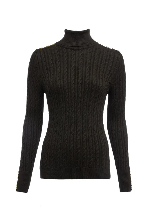 Seattle Roll Neck Cable Knit (Fern Green)