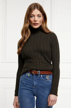 Seattle Roll Neck Cable Knit (Fern Green)