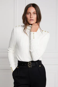 Seattle Roll Neck Cable Knit (Winter White)