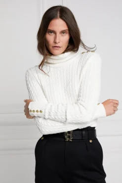 Seattle Roll Neck Cable Knit (Winter White)