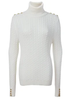 Seattle Roll Neck Cable Knit (Winter White)