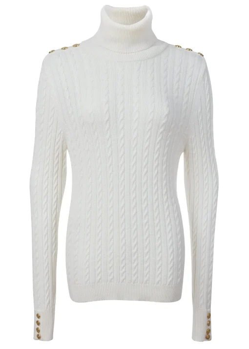 Seattle Roll Neck Cable Knit (Winter White)