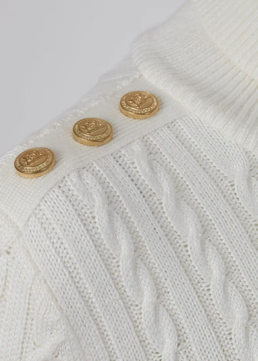 Seattle Roll Neck Cable Knit (Winter White)