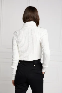 Seattle Roll Neck Cable Knit (Winter White)