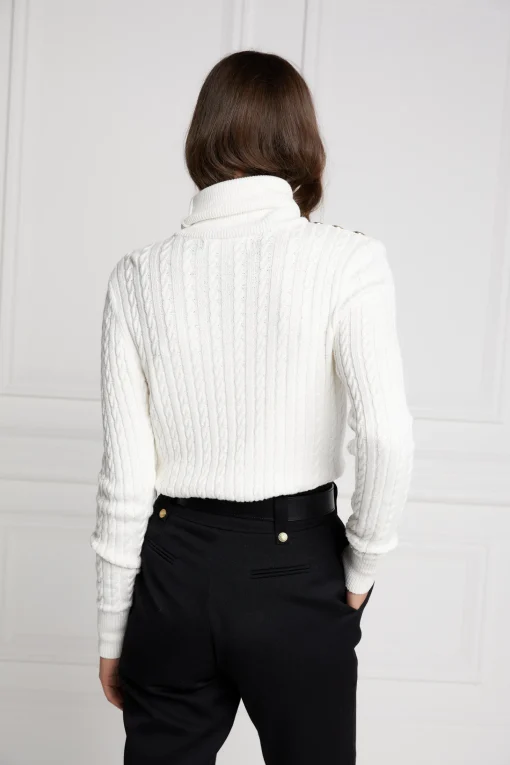 Seattle Roll Neck Cable Knit (Winter White)