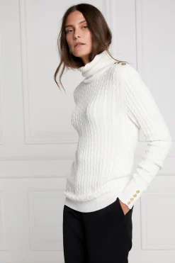 Seattle Roll Neck Cable Knit (Winter White)