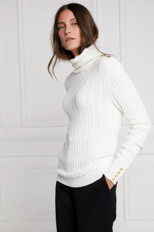 Seattle Roll Neck Cable Knit (Winter White)